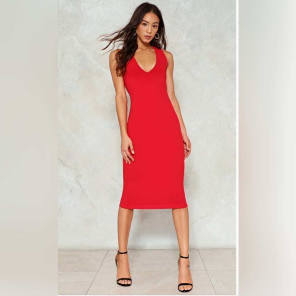Cross-back midi dress